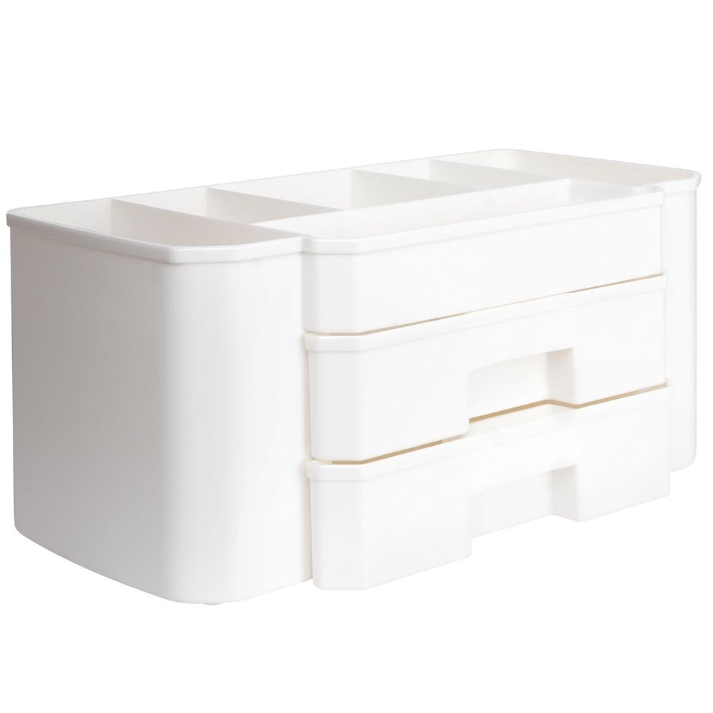 Make-up and cosmetics organizer in white, three levels