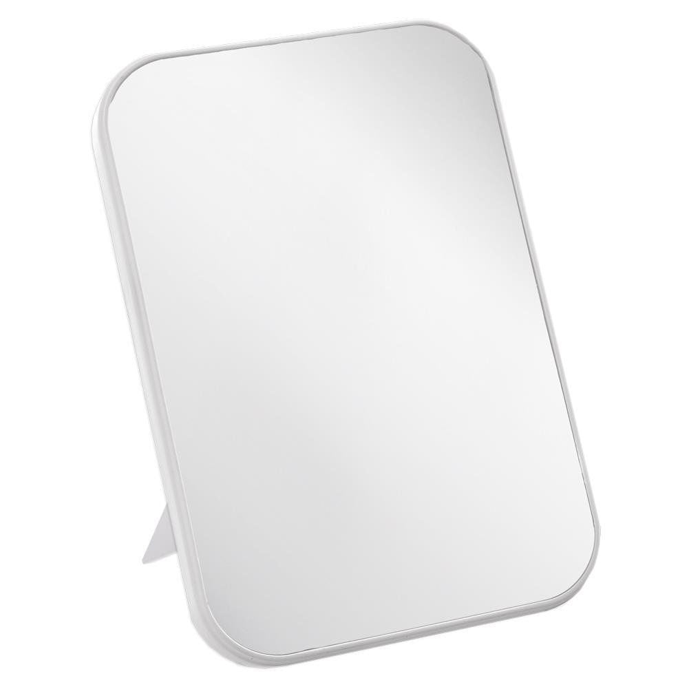 Makeup mirror on stand with white frame for makeup