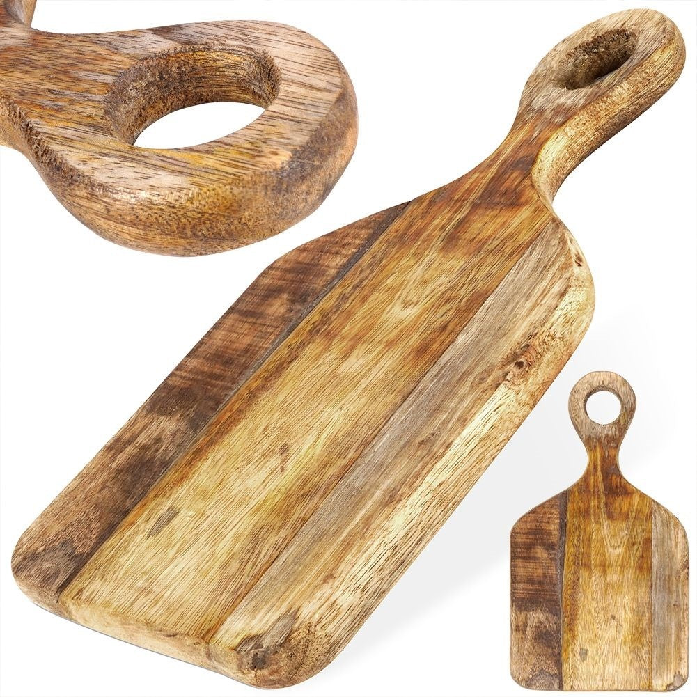Mango Wood Cutting Board with Handle and Hanging Cord