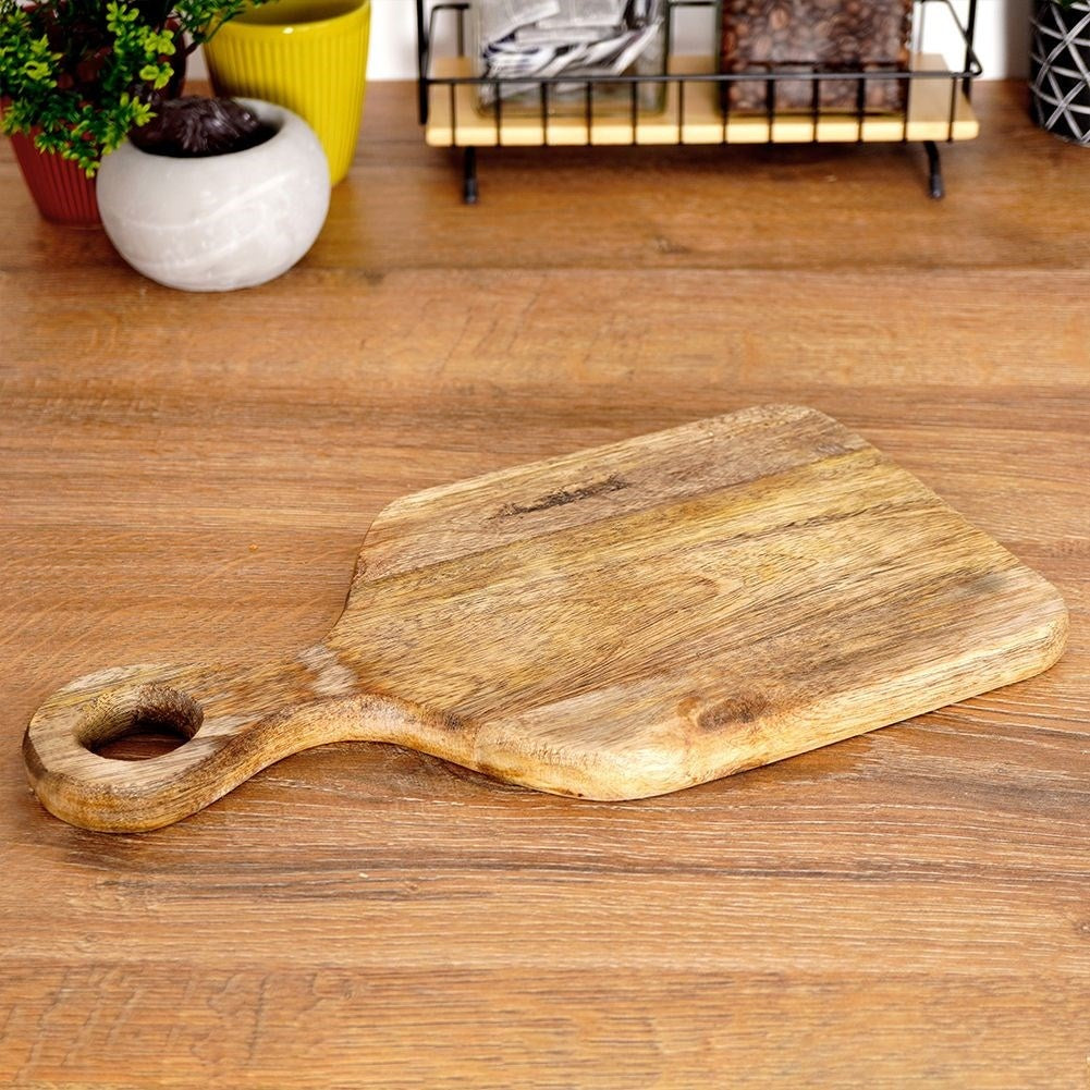 Mango Wood Cutting Board with Handle and Hanging Cord