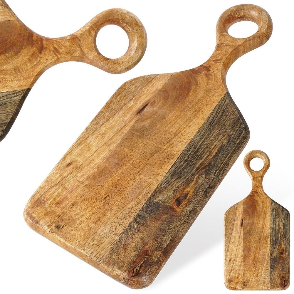 Mango Wood Cutting Board with Long Handle for Serving
