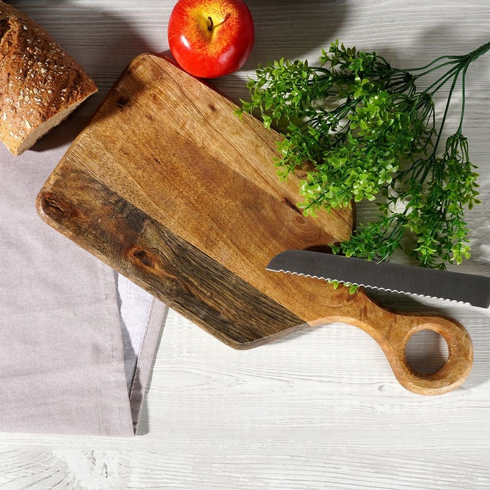Mango Wood Cutting Board with Long Handle for Serving
