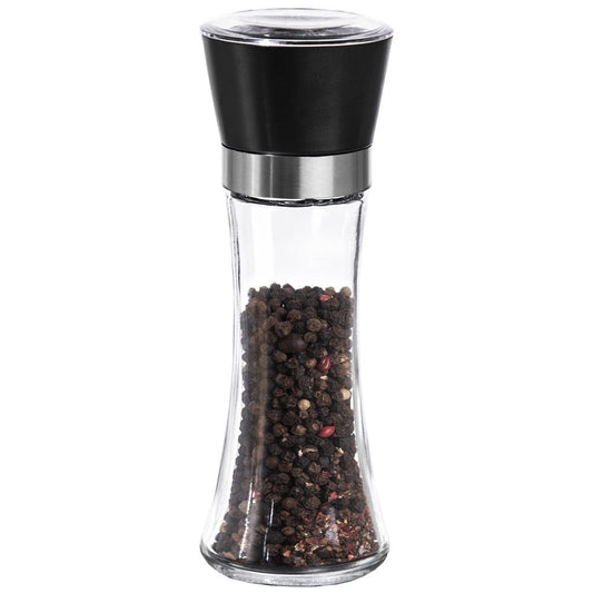 Manual grinder for pepper and salt with adjustable grinding
