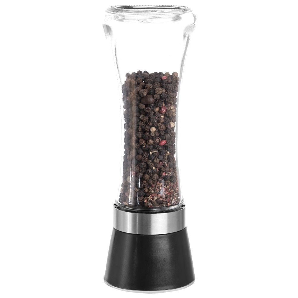 Manual grinder for pepper and salt with adjustable grinding