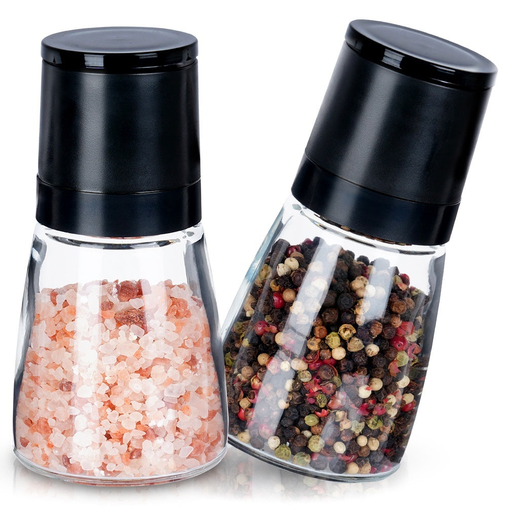 Manual pepper and salt grinders with adjustable grinding degree