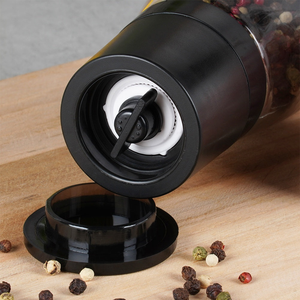 Manual pepper and salt grinders with adjustable grinding degree