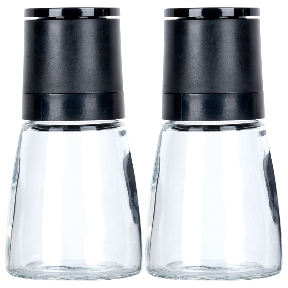Manual pepper and salt grinders with adjustable grinding degree