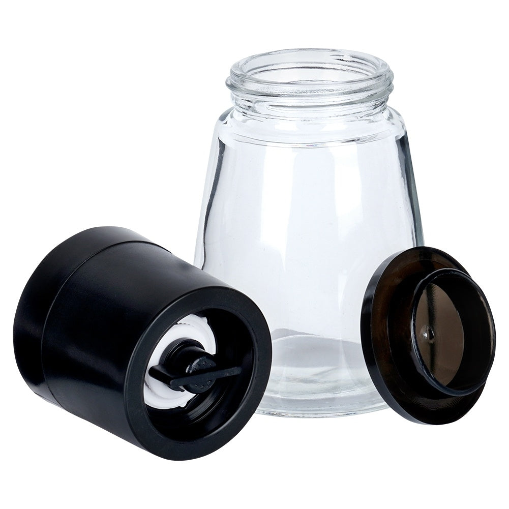 Manual pepper and salt grinders with adjustable grinding degree