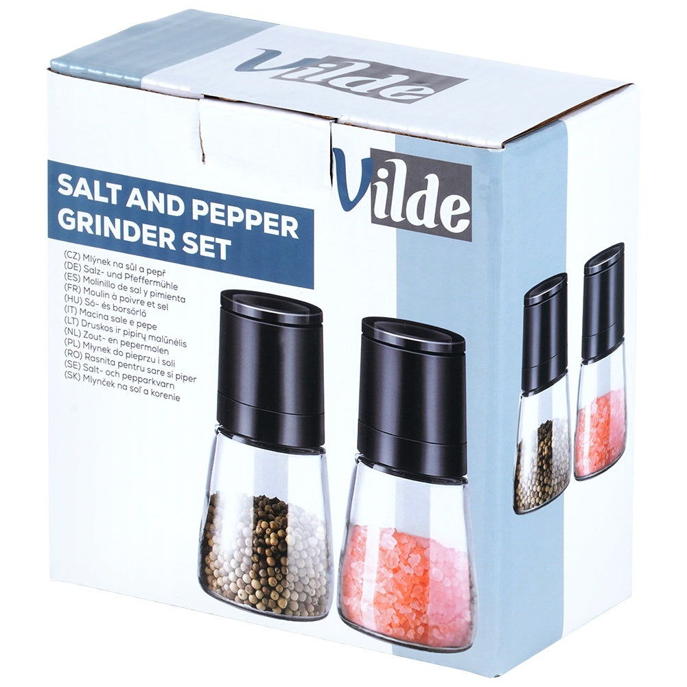 Manual pepper and salt grinders with adjustable grinding degree