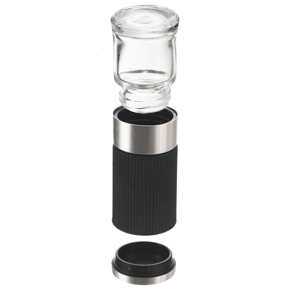 Manual salt and pepper mills with stand and adjustable grinding