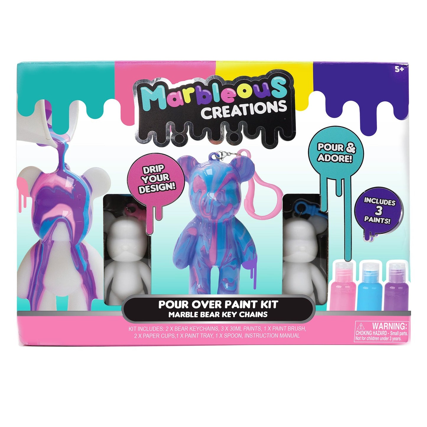 Marble Bear Keychain Kit with Paints and Accessories