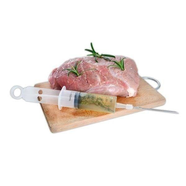 Marinade sprayer in stainless steel for even meat marination