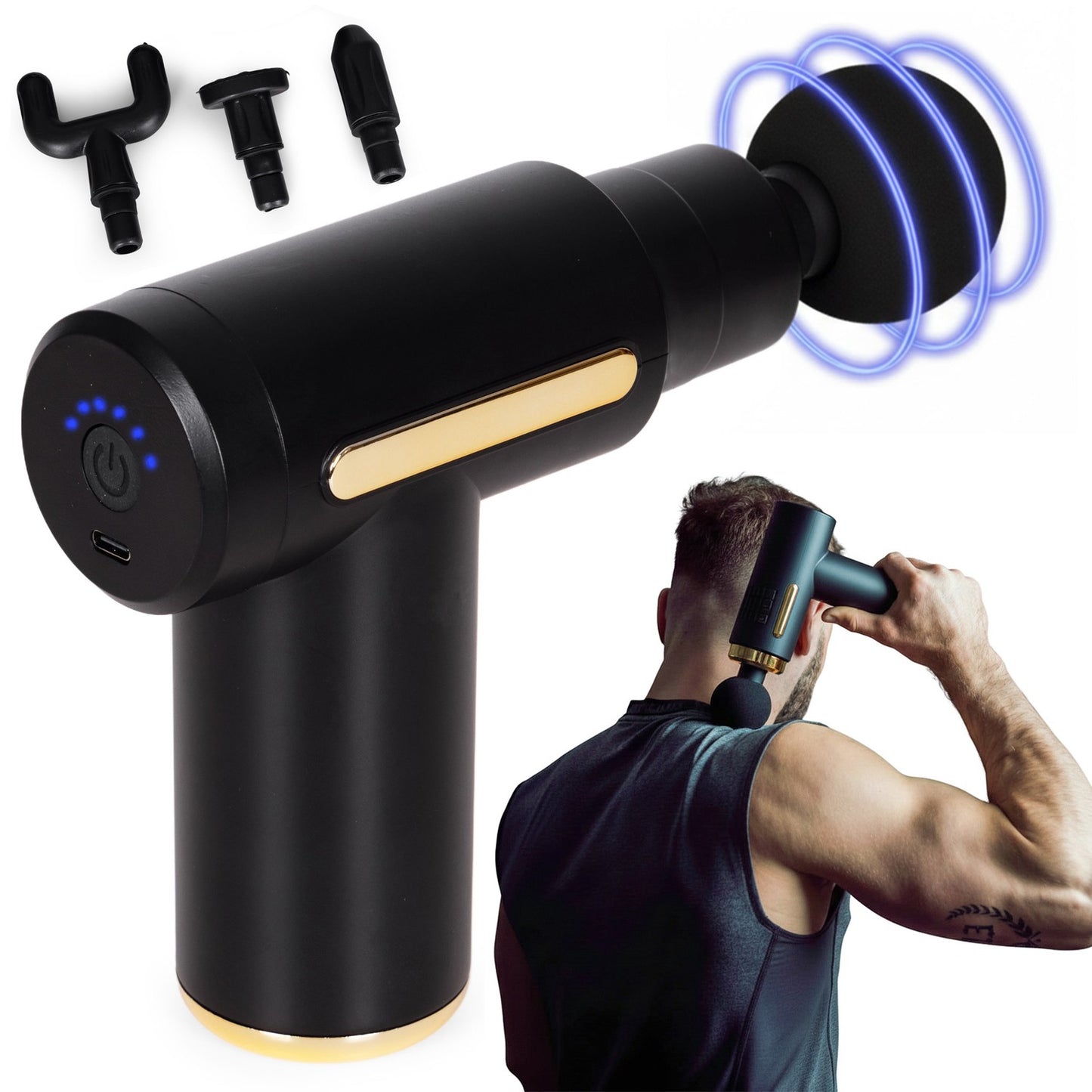 Massage Gun with 4 Heads, 6 Intensity Levels