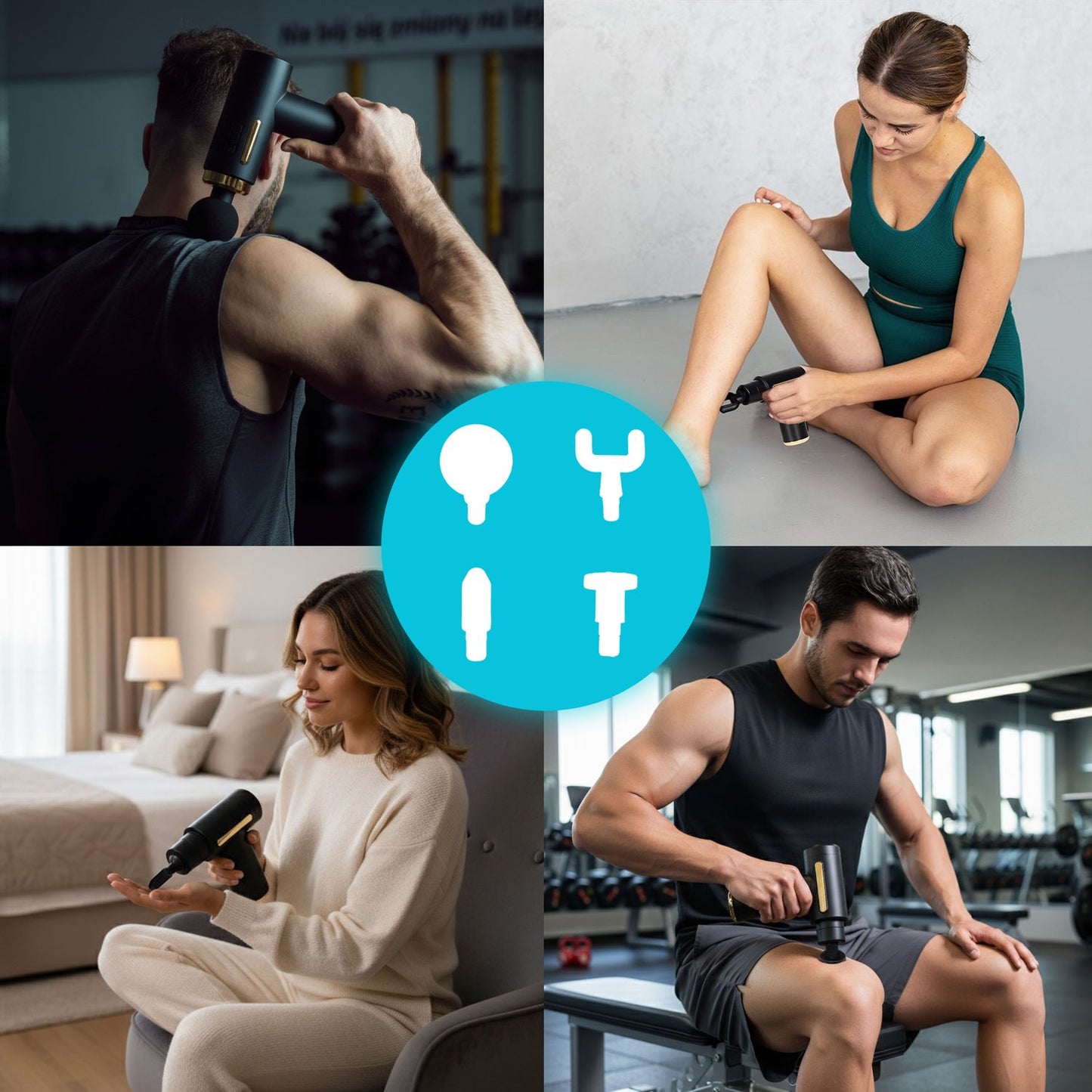 Massage Gun with 4 Heads, 6 Intensity Levels
