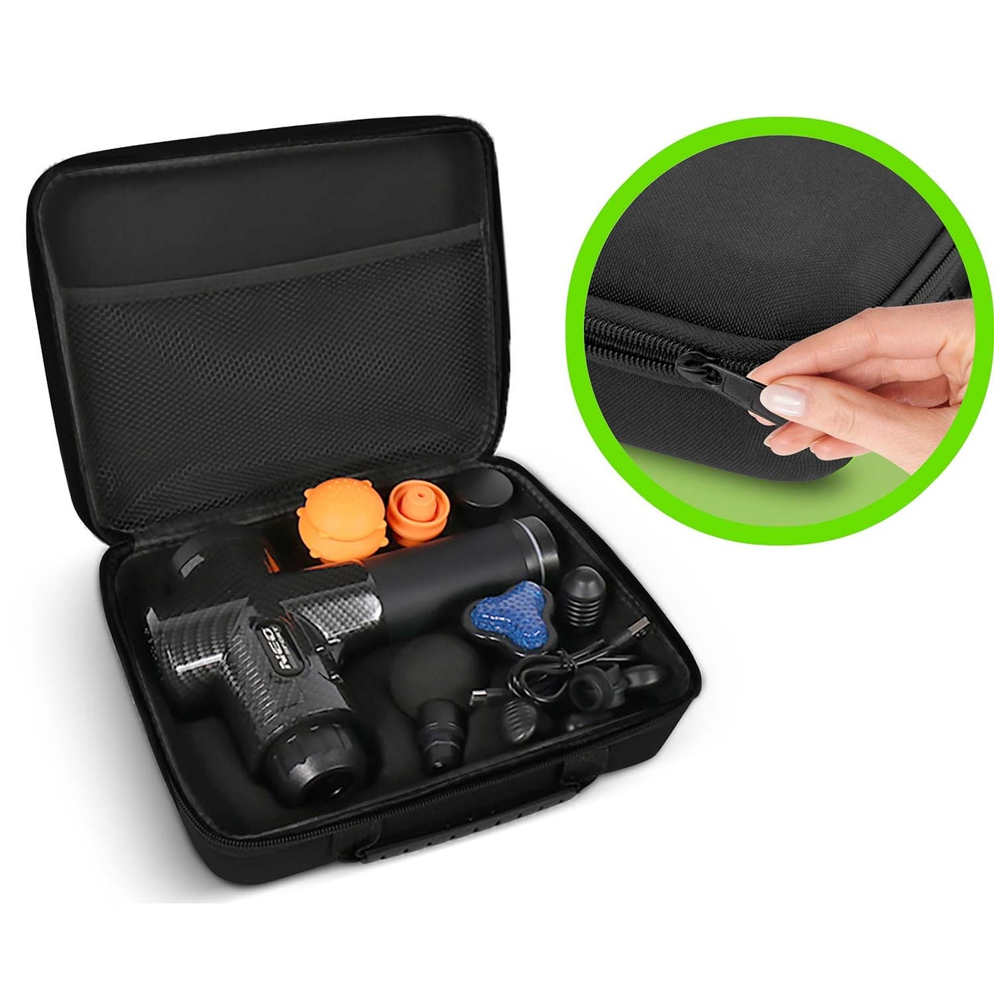 Massage Gun with 9 Attachments – Wireless, 30 Speeds