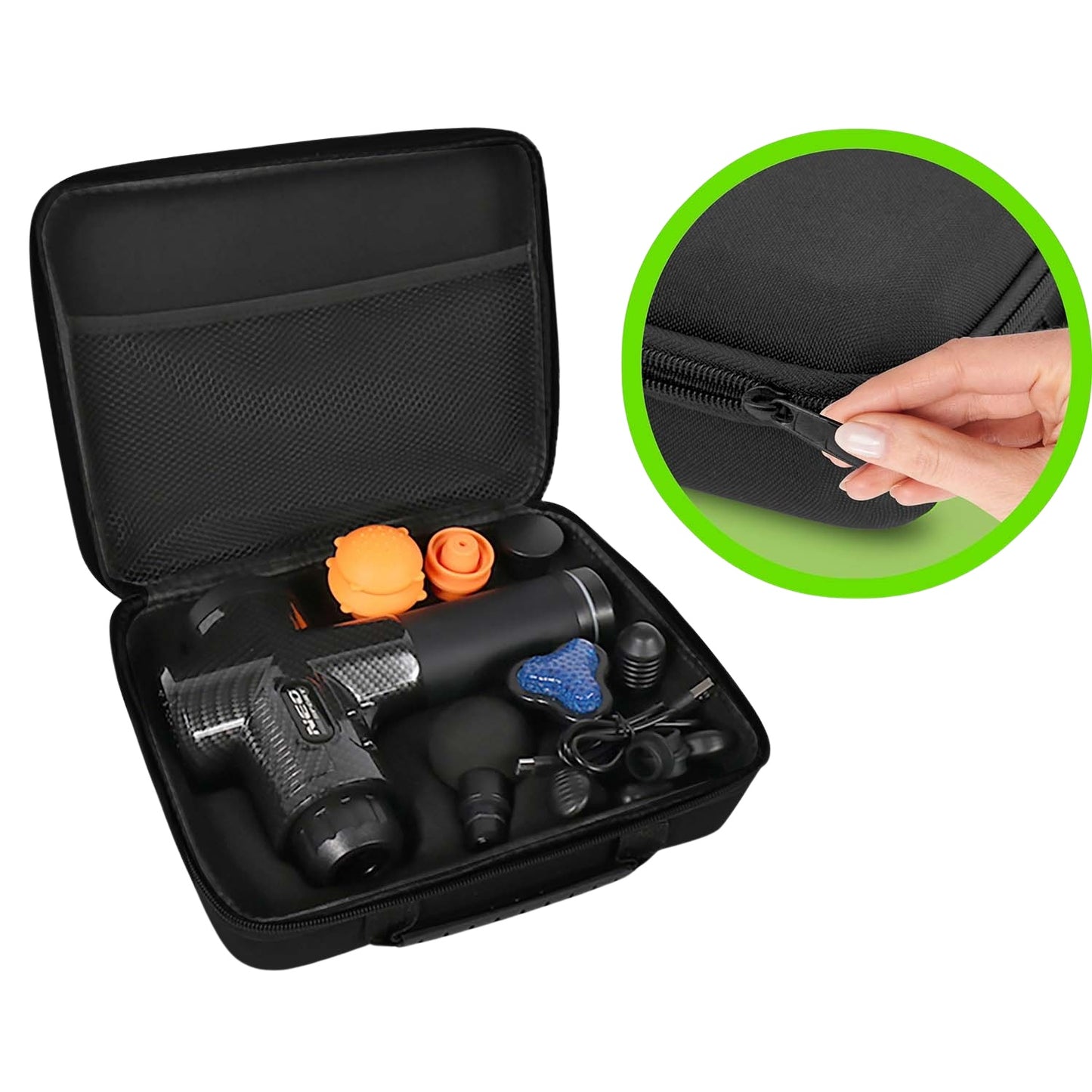 Massage Gun with 9 Attachments – Wireless, 30 Speeds
