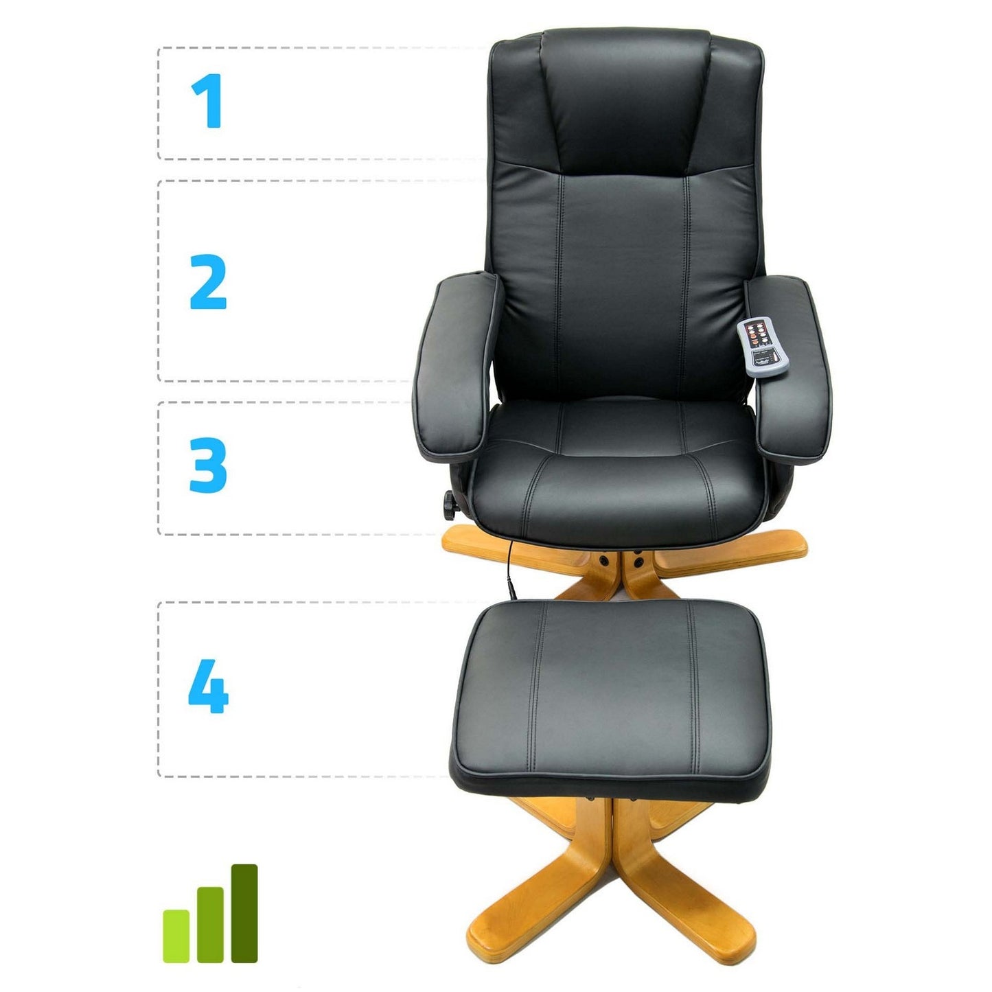 Massage chair with footrest and heating function from Sofotel