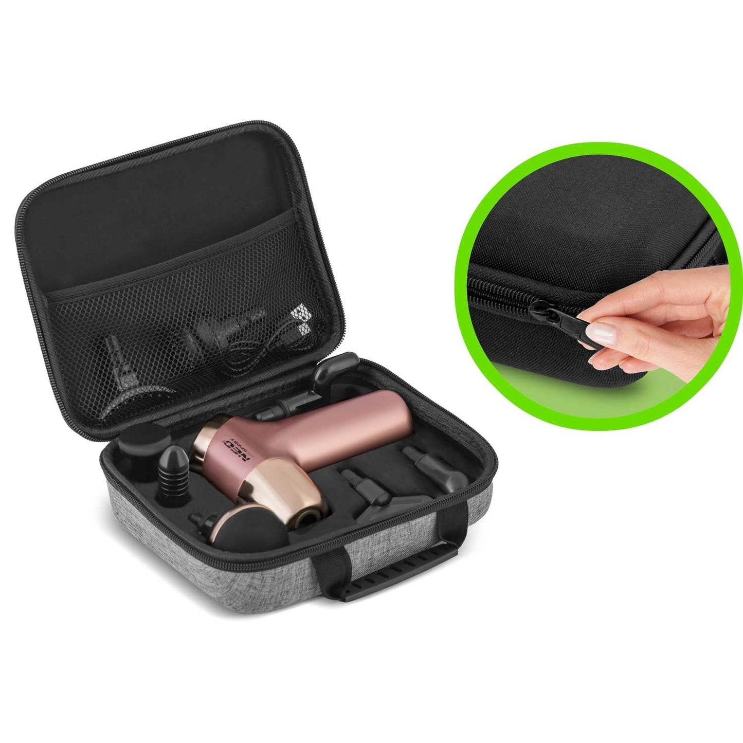 Massage gun for the body with 8 accessories NS-500 Neo-sport pink