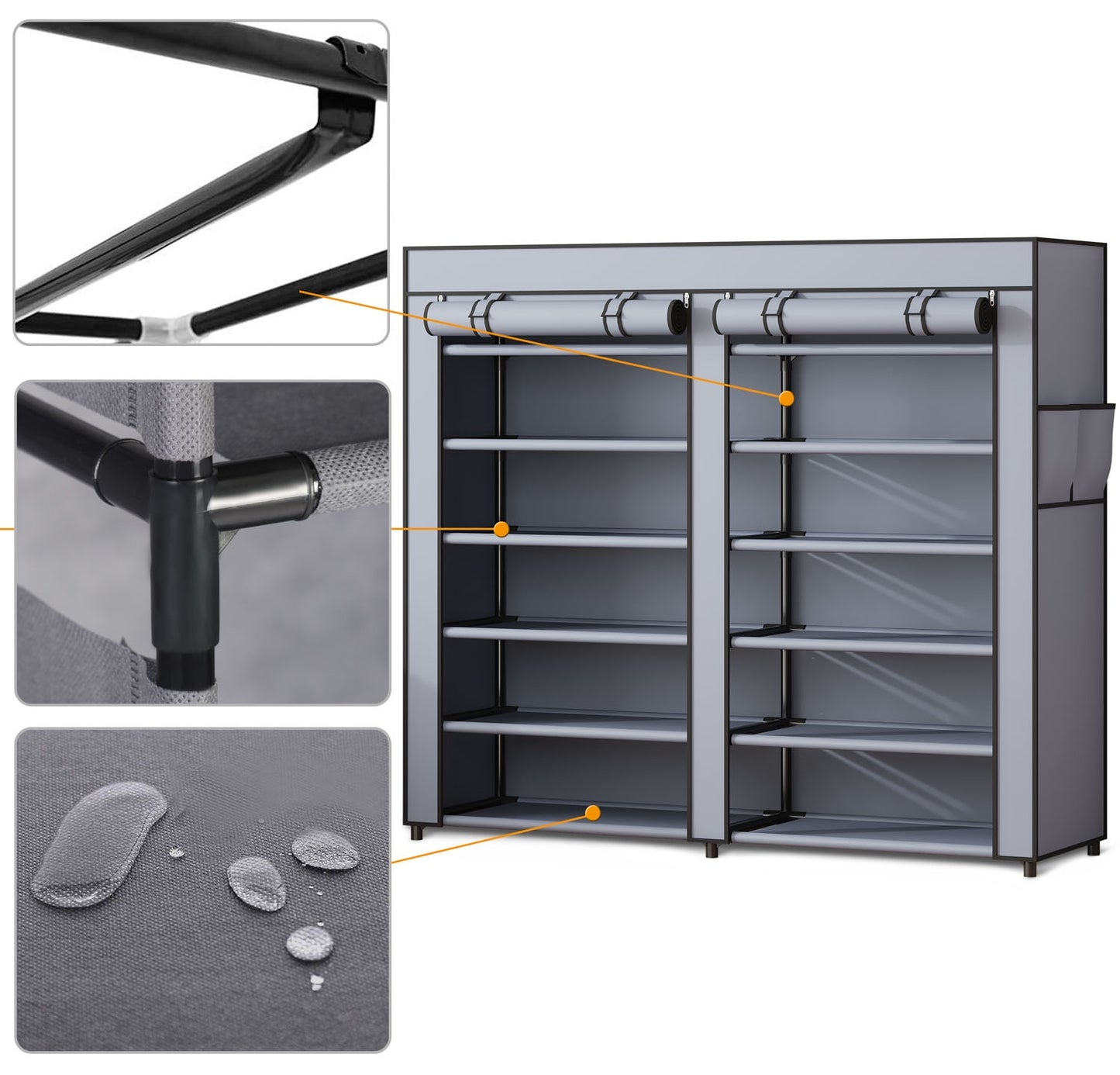 Massido MS-805 graphite textile shoe cabinet