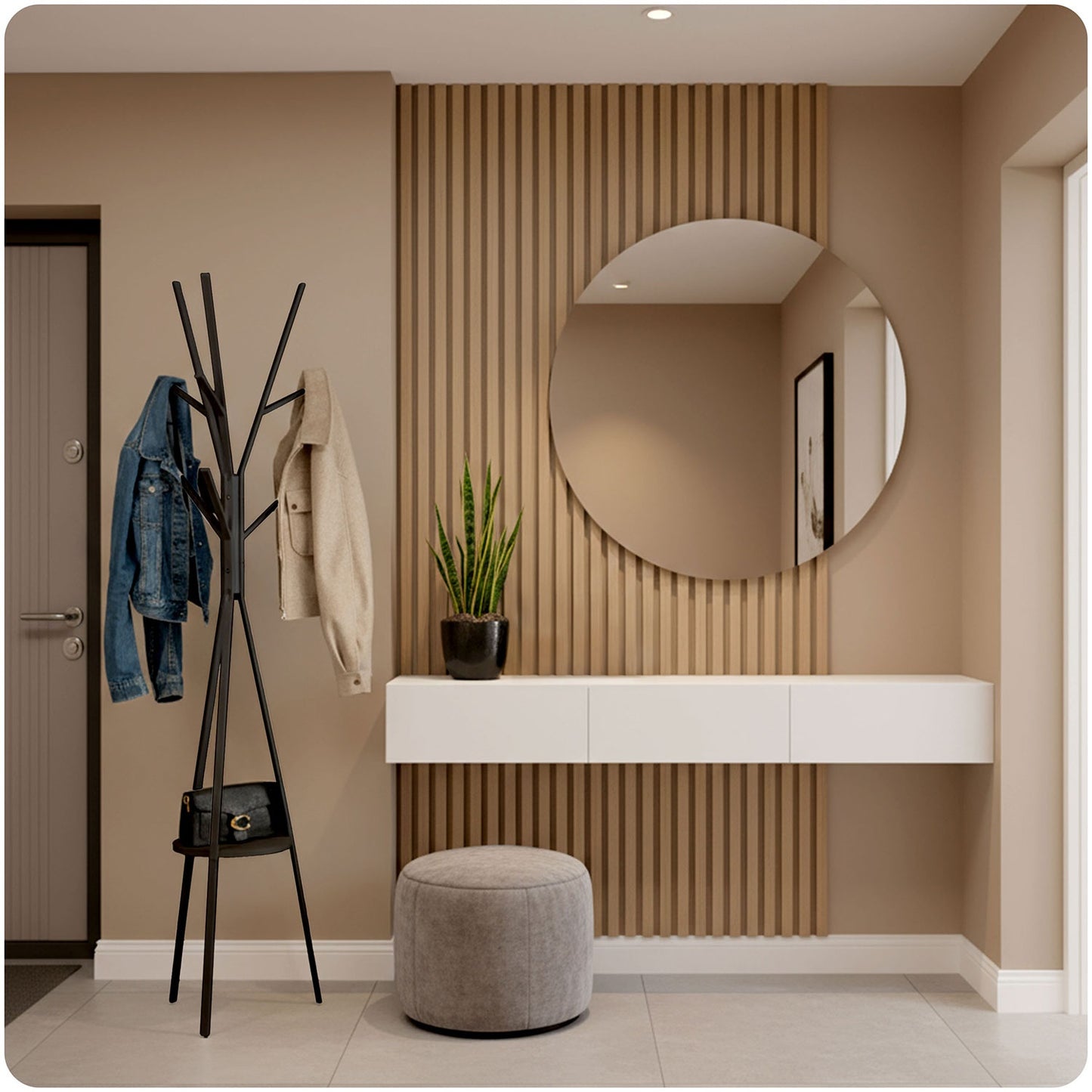 Massido MS-869 standing metal clothes hanger with shelf