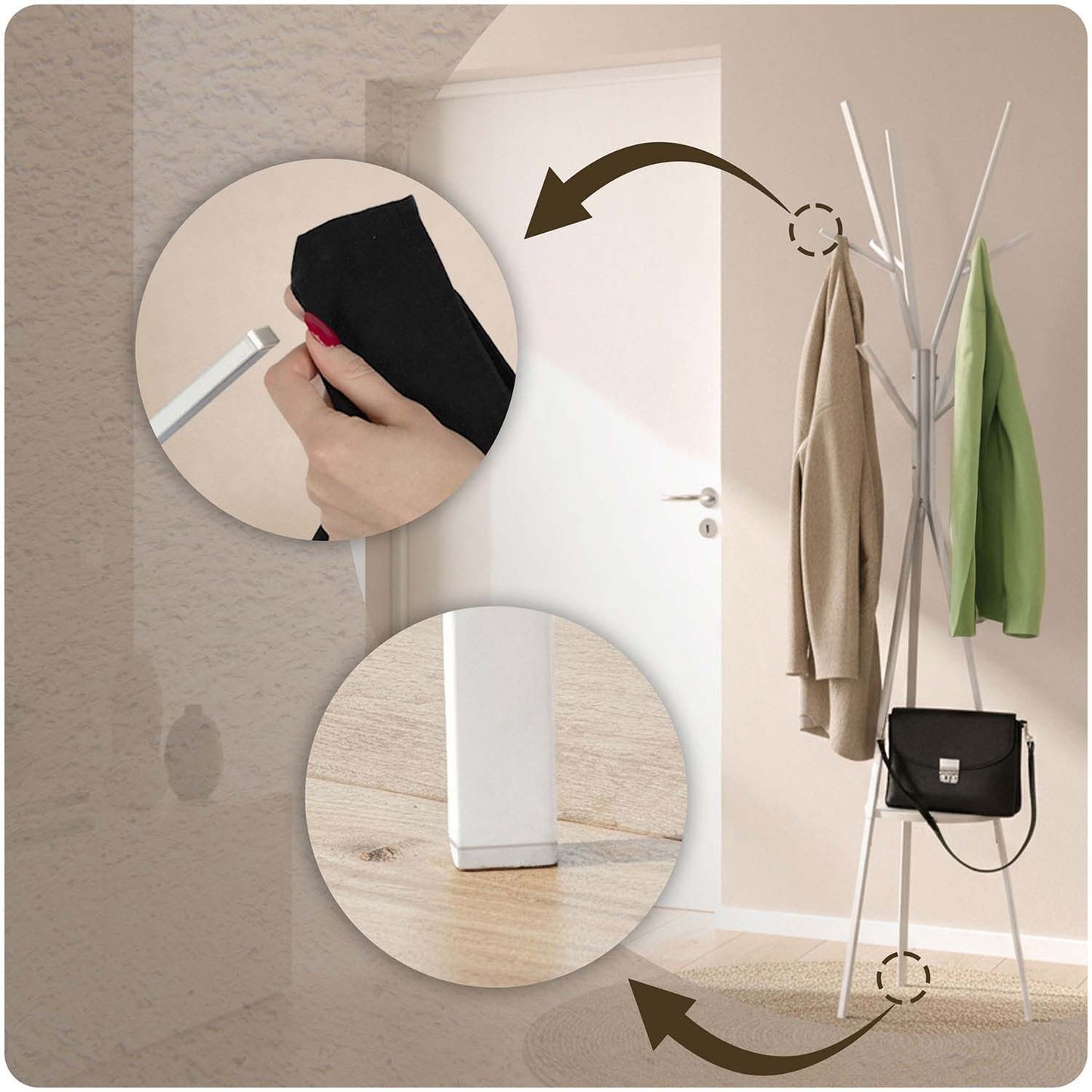 Massido MS-869 standing metal clothes hanger with shelf