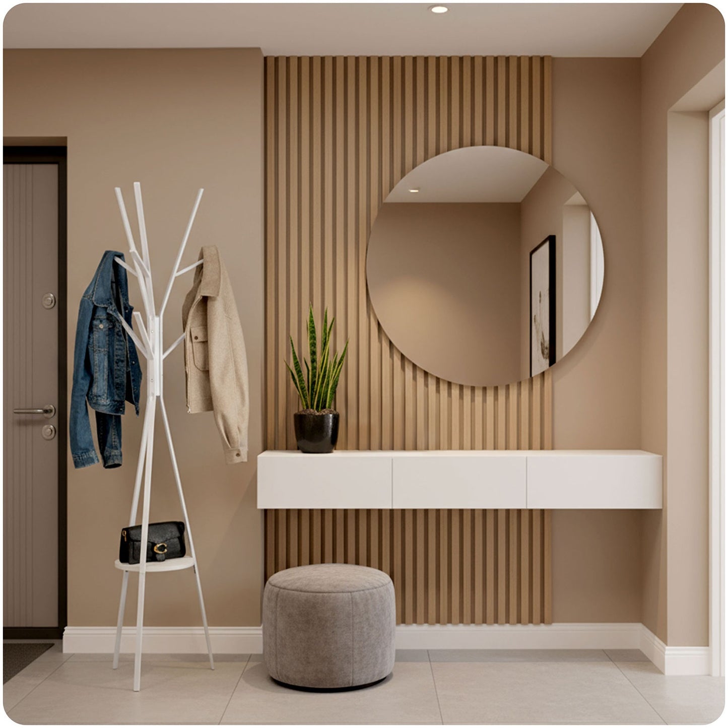 Massido MS-869 standing metal clothes hanger with shelf