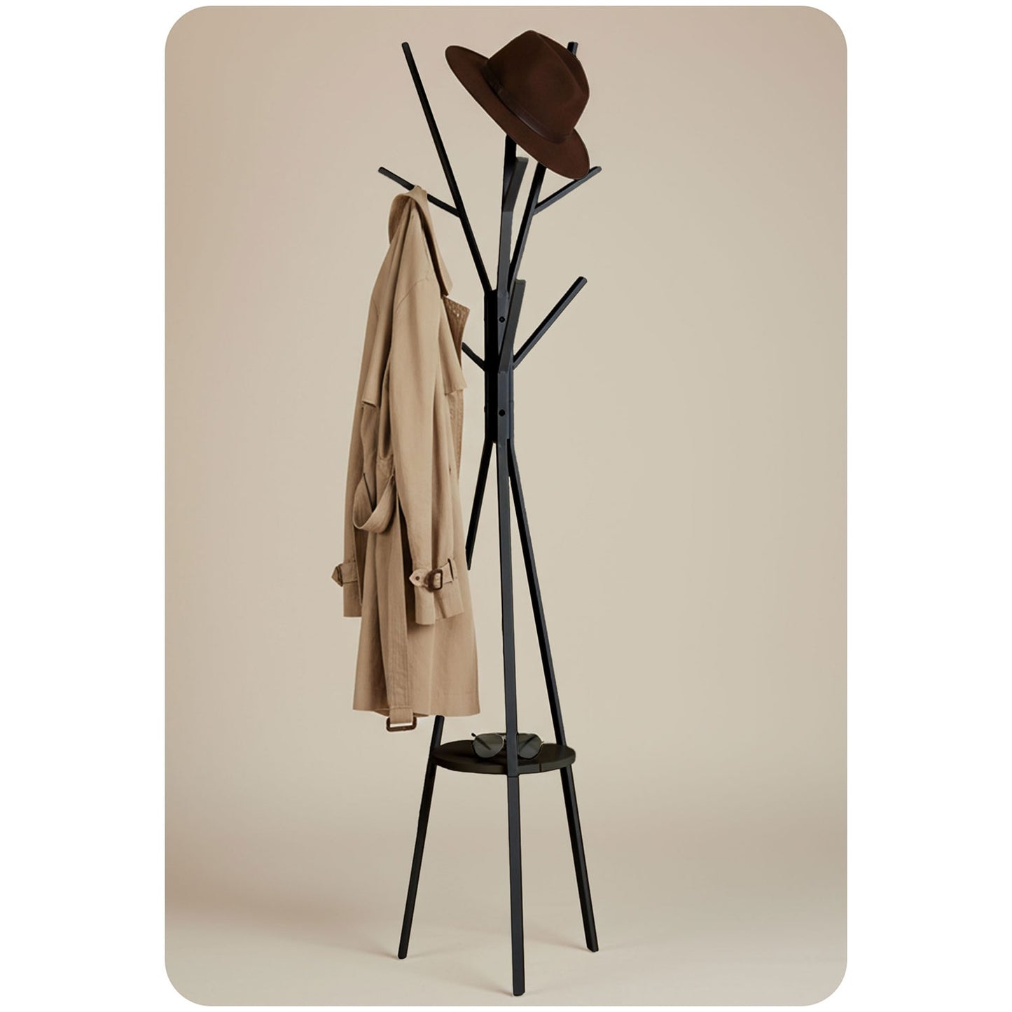 Massido MS-869 standing metal clothes hanger with shelf
