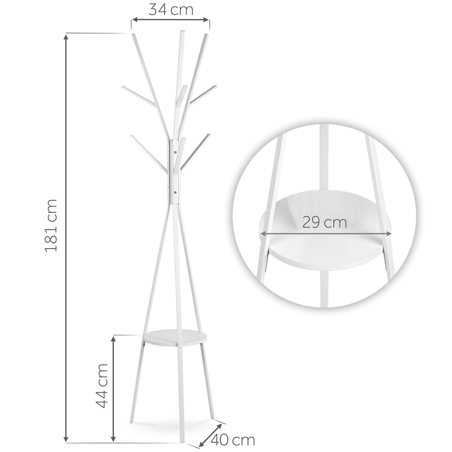 Massido MS-869 standing metal clothes hanger with shelf