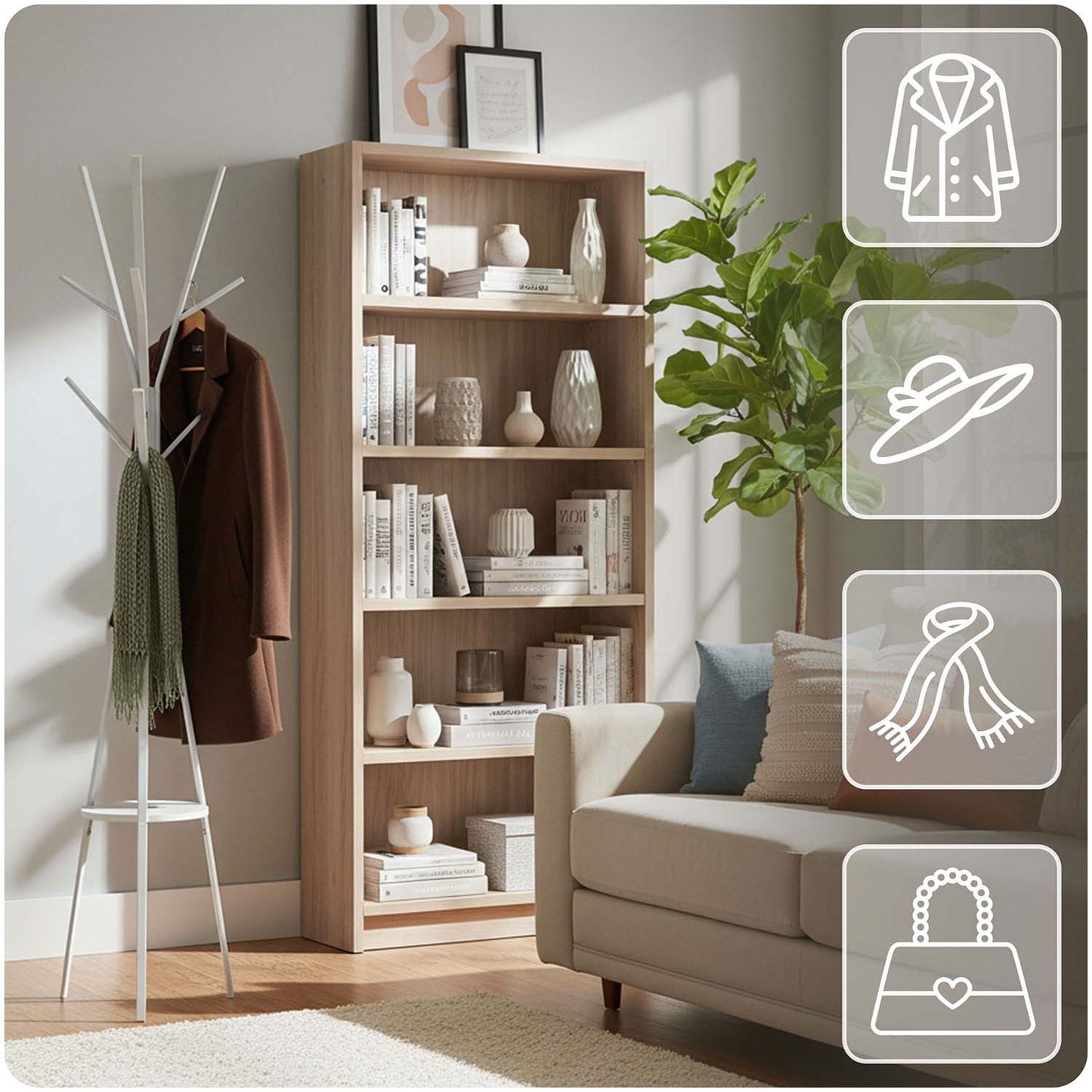 Massido MS-869 standing metal clothes hanger with shelf