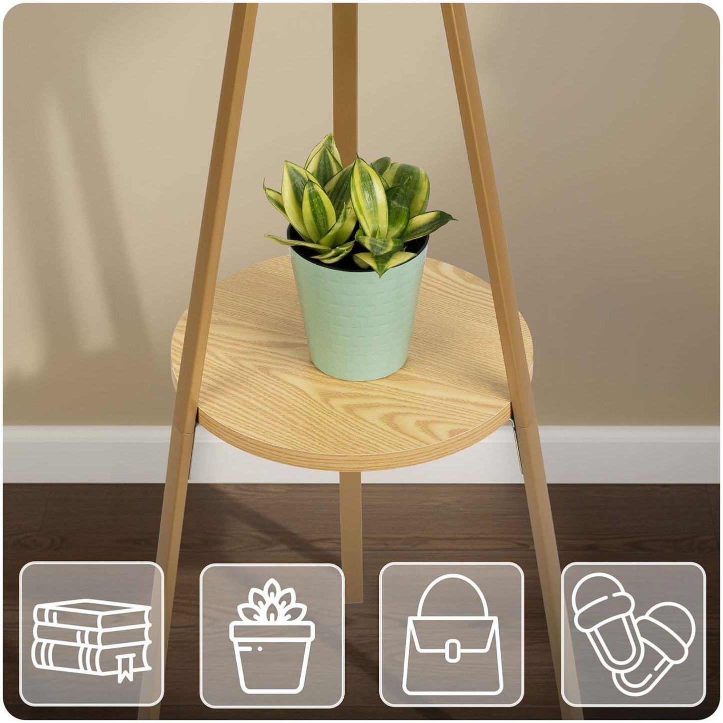 Massido MS-869 standing metal clothes hanger with shelf