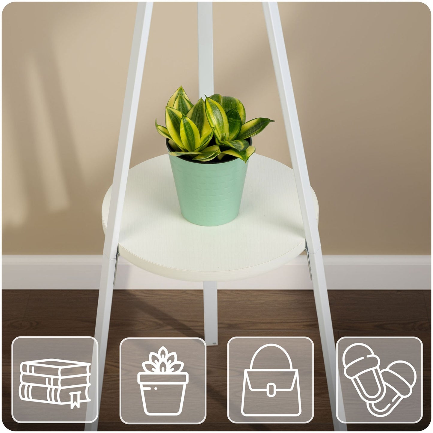 Massido MS-869 standing metal clothes hanger with shelf