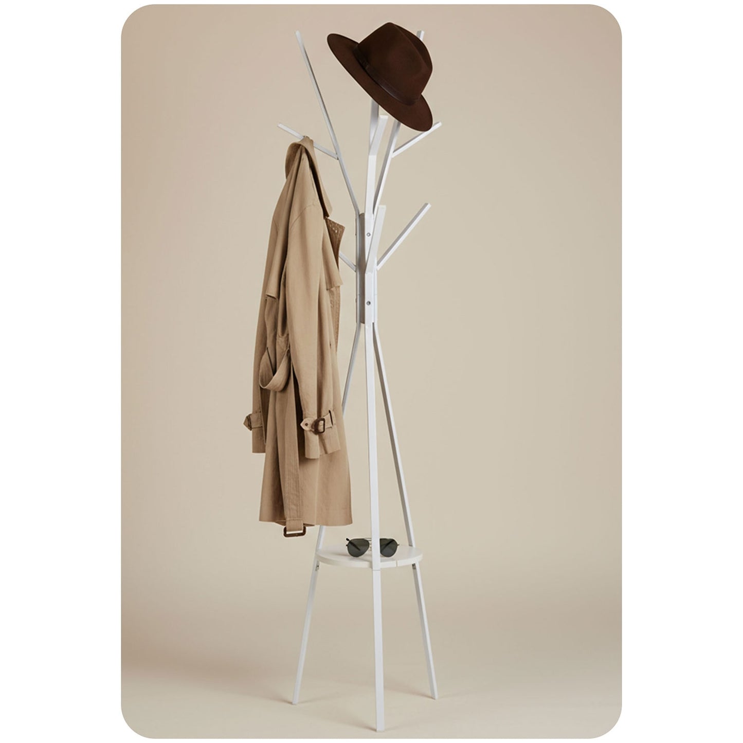 Massido MS-869 standing metal clothes hanger with shelf