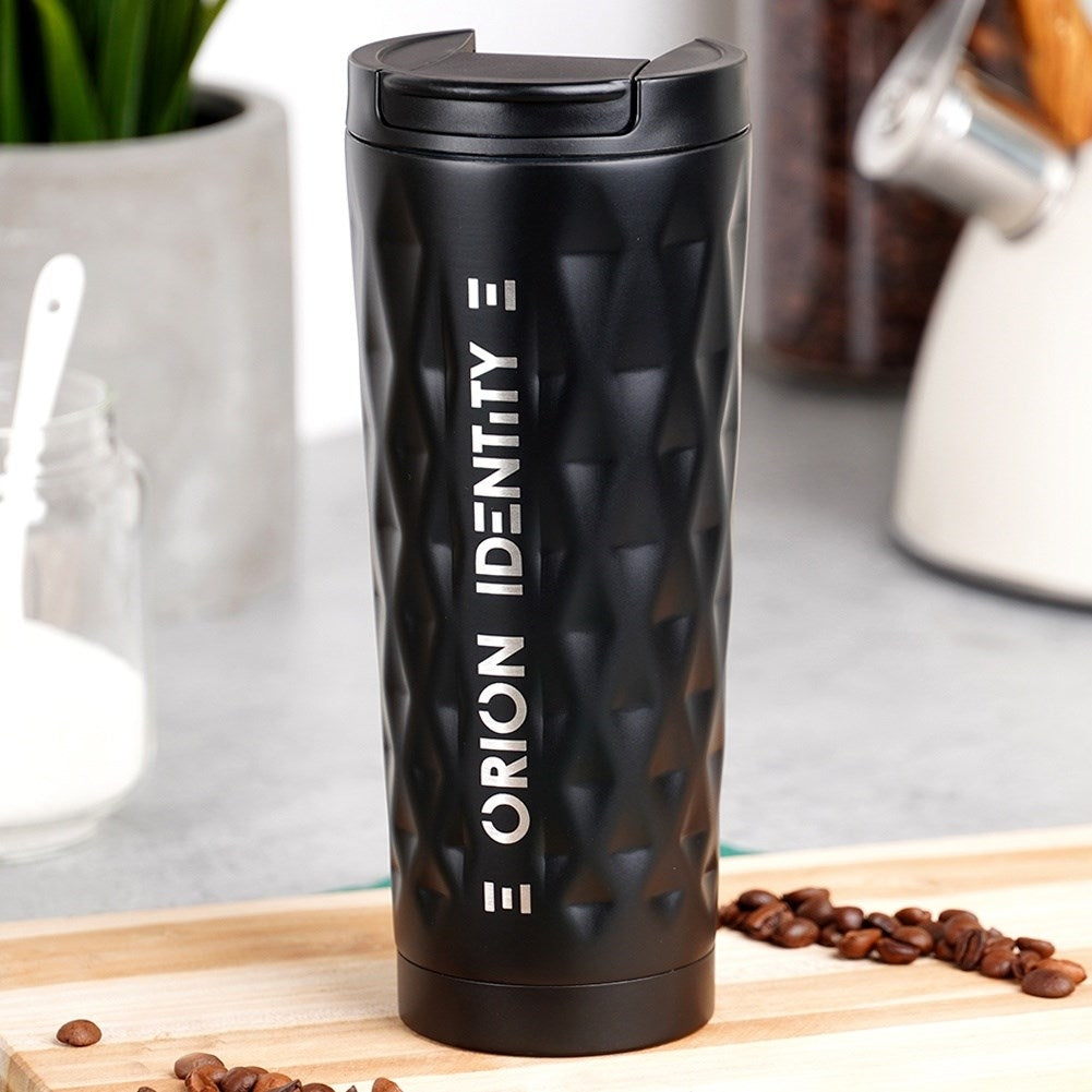 Matt Black Thermos Mug with Silicone Seal and Lid