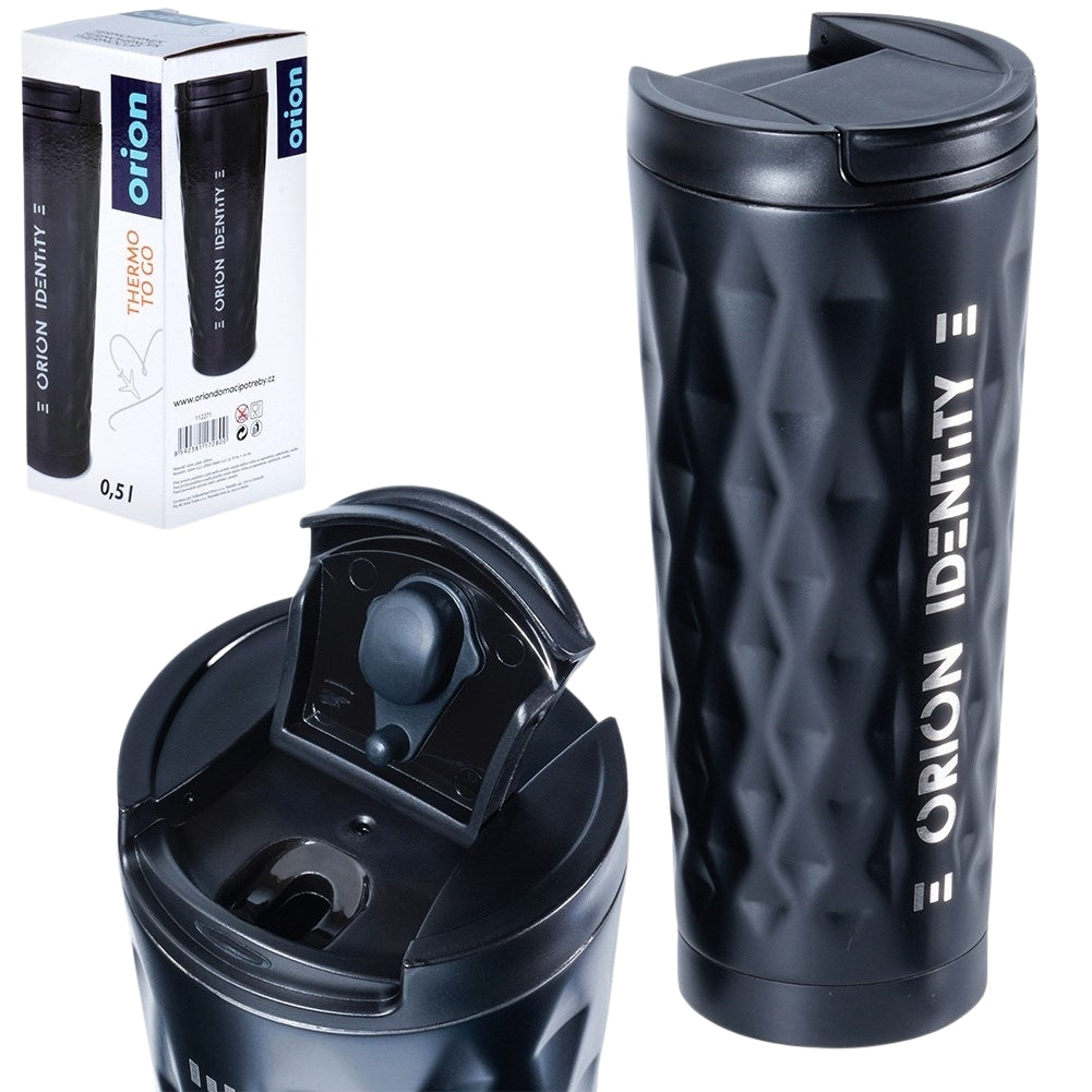 Matt Black Thermos Mug with Silicone Seal and Lid
