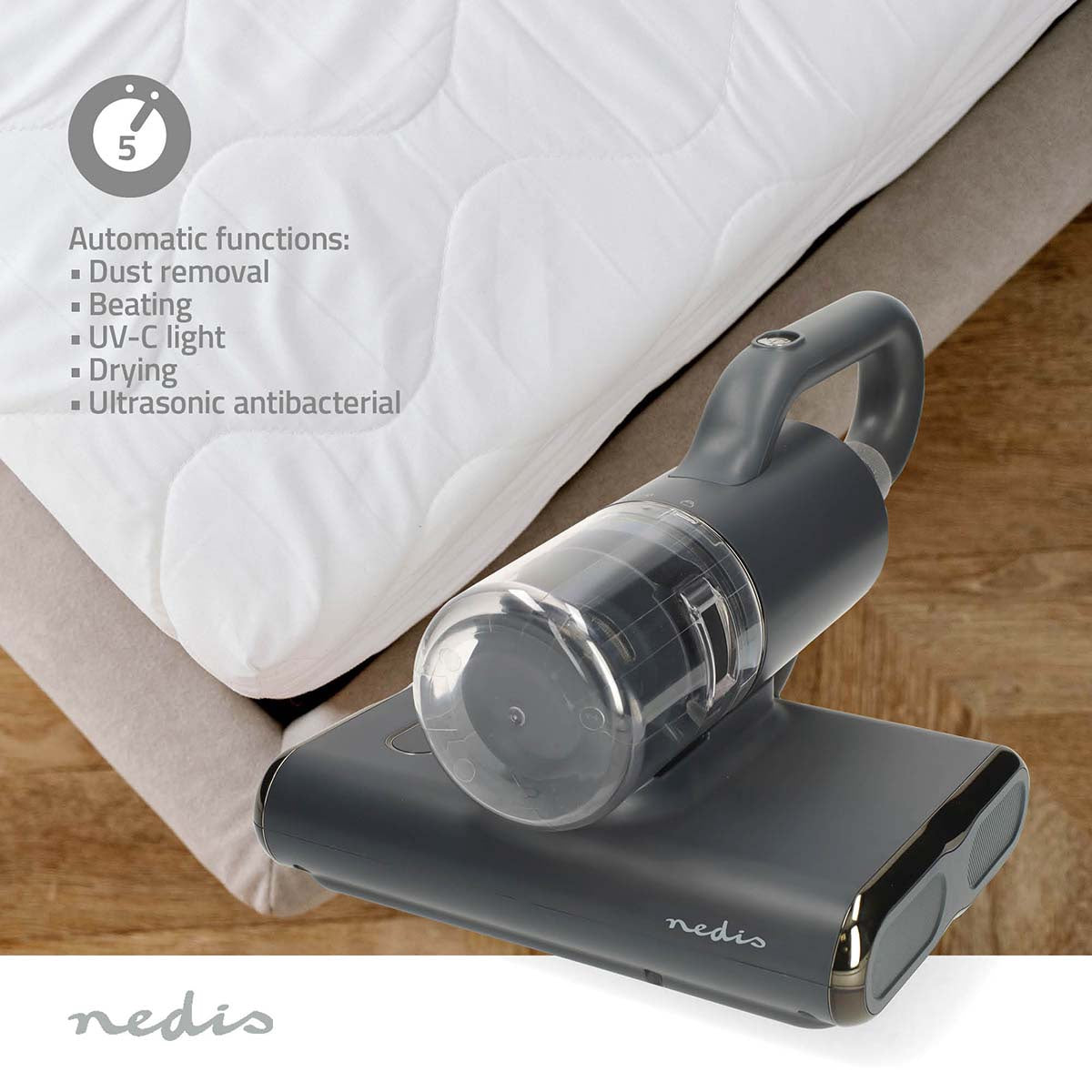 Mattress Vacuum Cleaner, 500W, UV-C, HEPA, Dual Brush