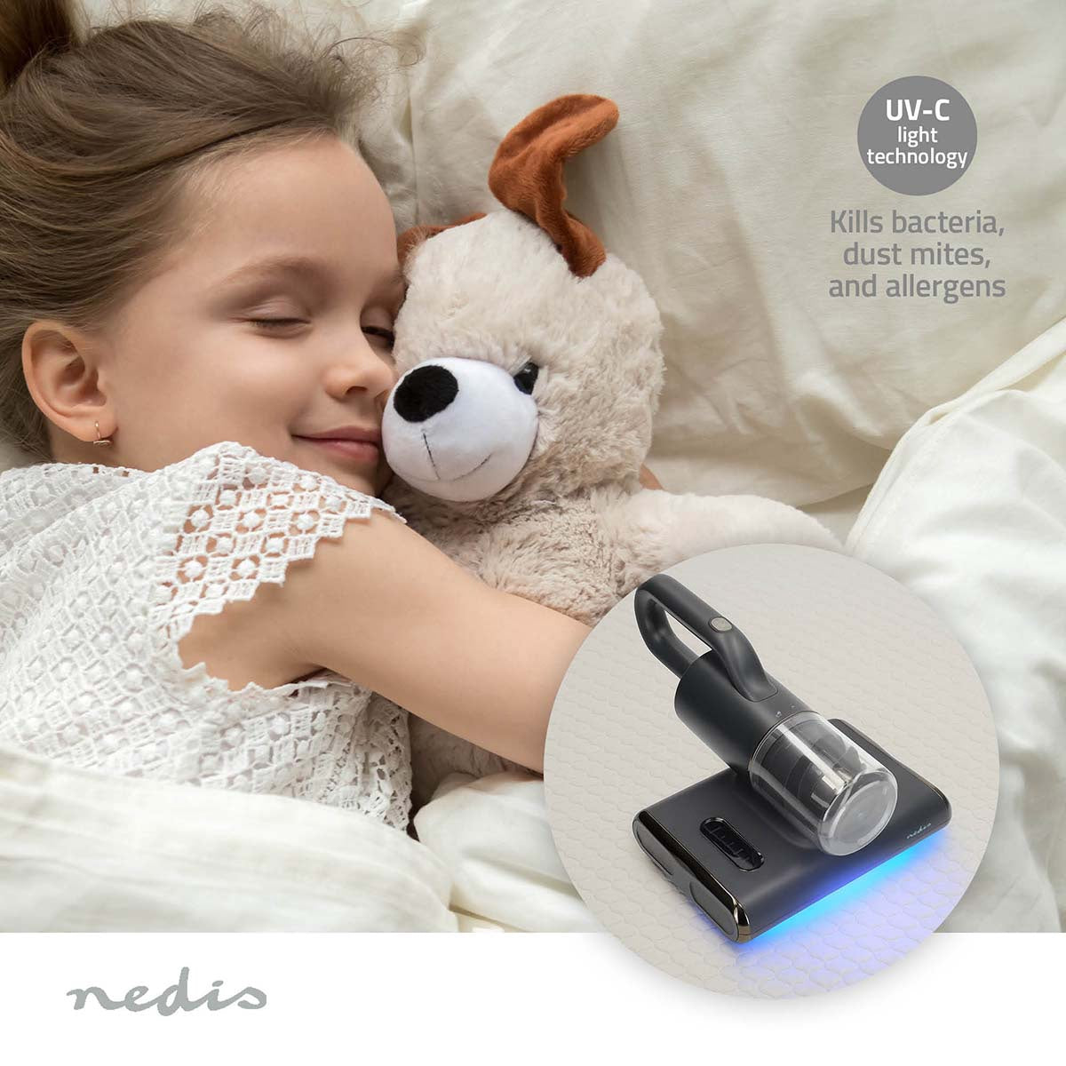 Mattress Vacuum Cleaner, 500W, UV-C, HEPA, Dual Brush