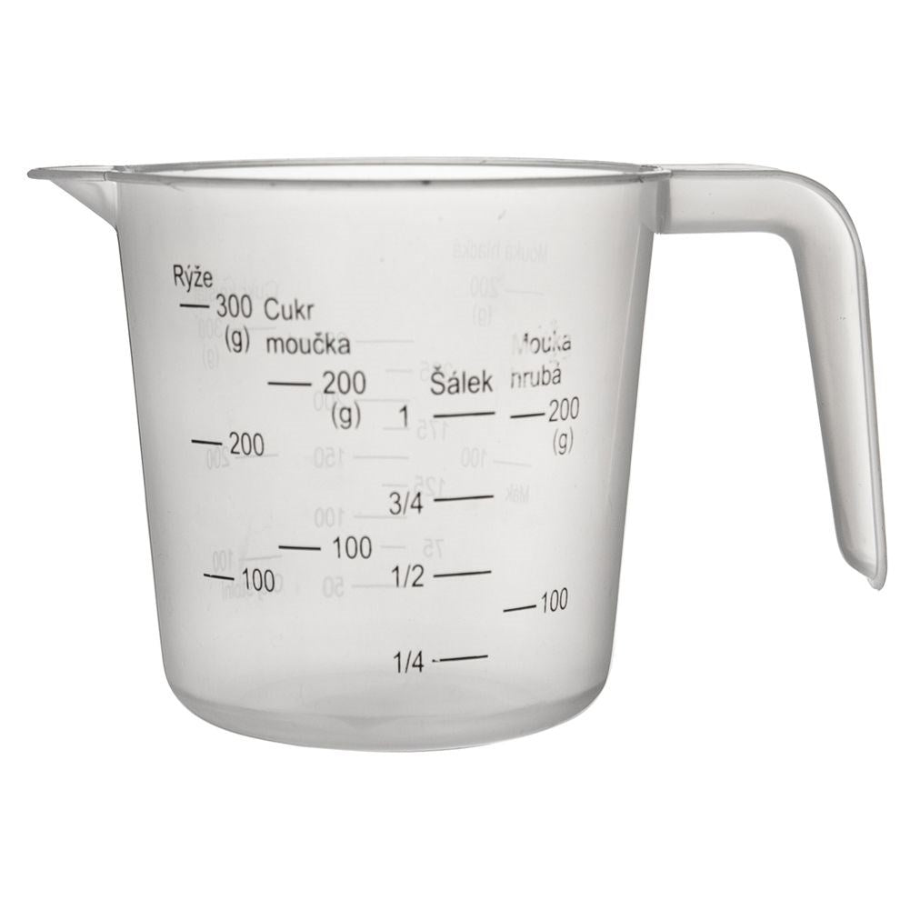 Measuring jug with handle and spout for precise measurements