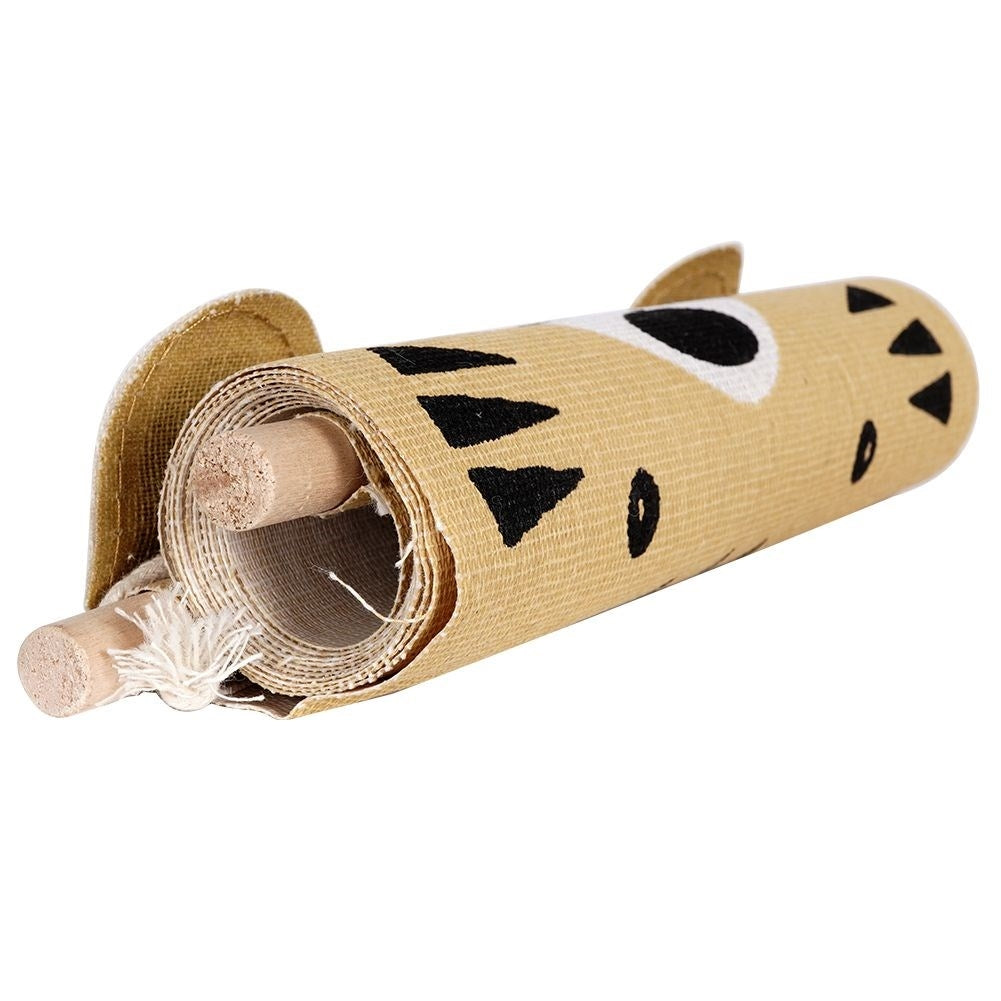 Measuring stick for children in mustard yellow canvas with tiger motif