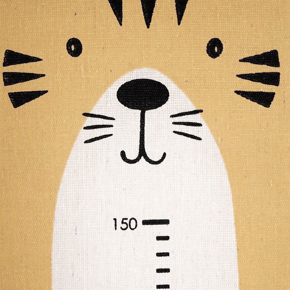 Measuring stick for children in mustard yellow canvas with tiger motif