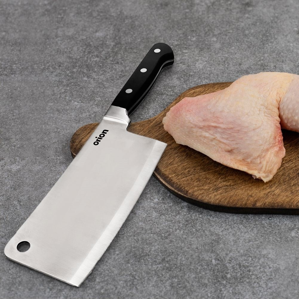 Meat ax with 18 cm stainless steel blade