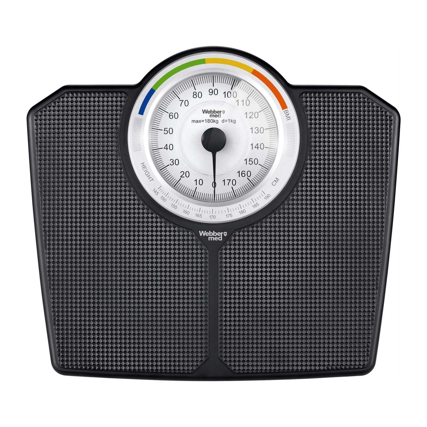 Mechanical Bathroom Scale with BMI, 180 kg Capacity, Black