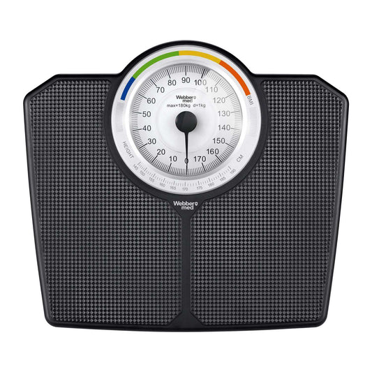 Mechanical Bathroom Scale with BMI, 180 kg Capacity, Black