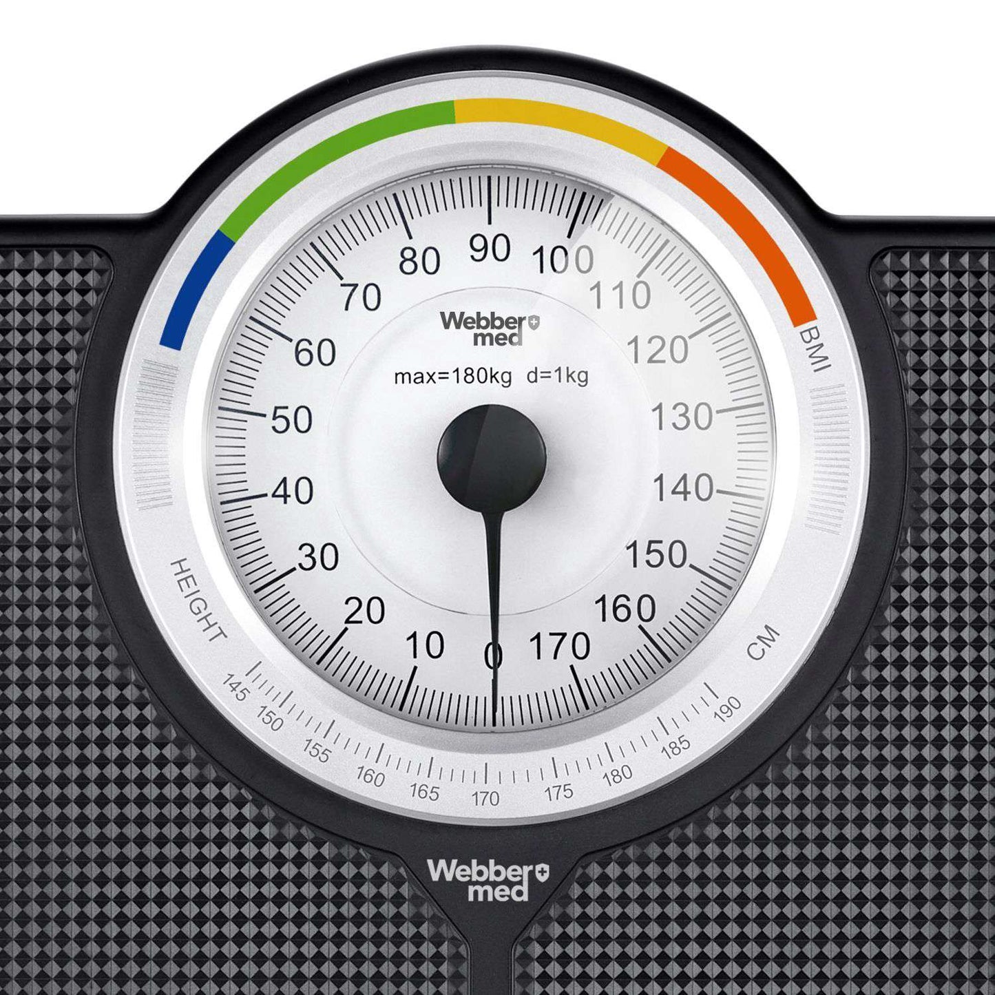 Mechanical Bathroom Scale with BMI, 180 kg Capacity, Black