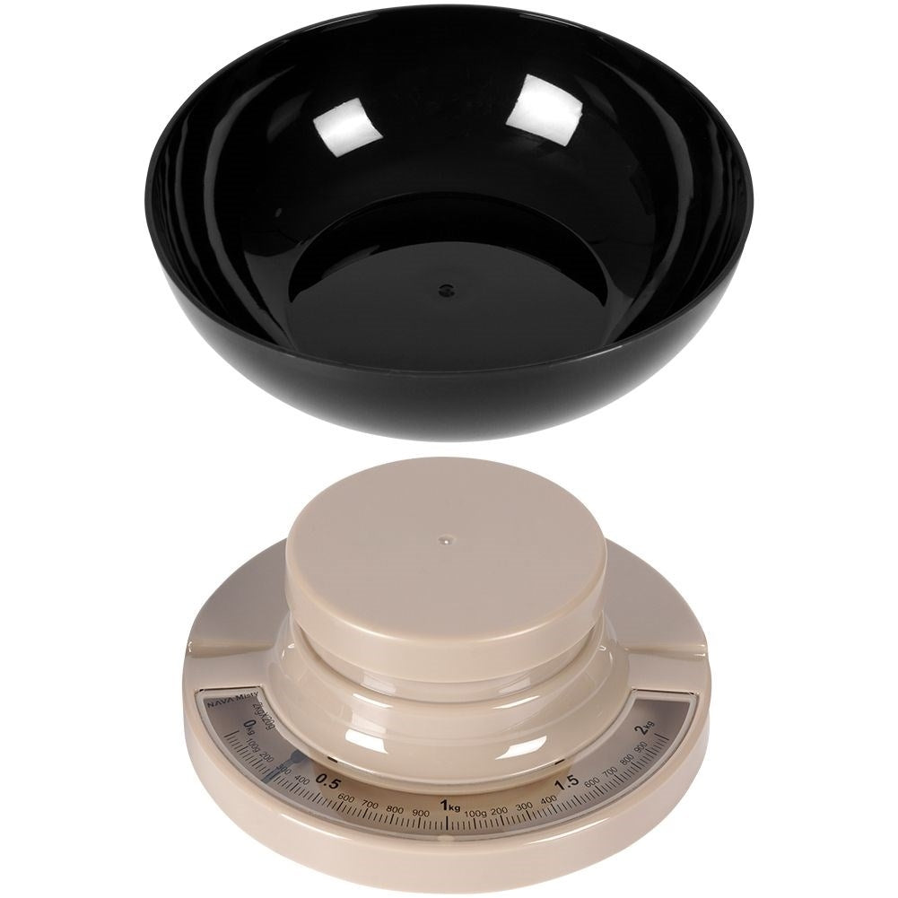 Mechanical kitchen scale with removable bowl, 2 kg capacity