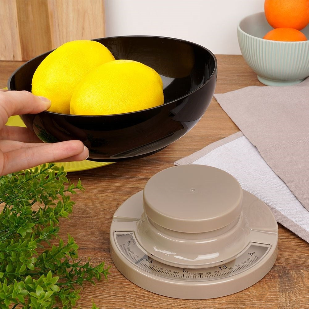Mechanical kitchen scale with removable bowl, 2 kg capacity