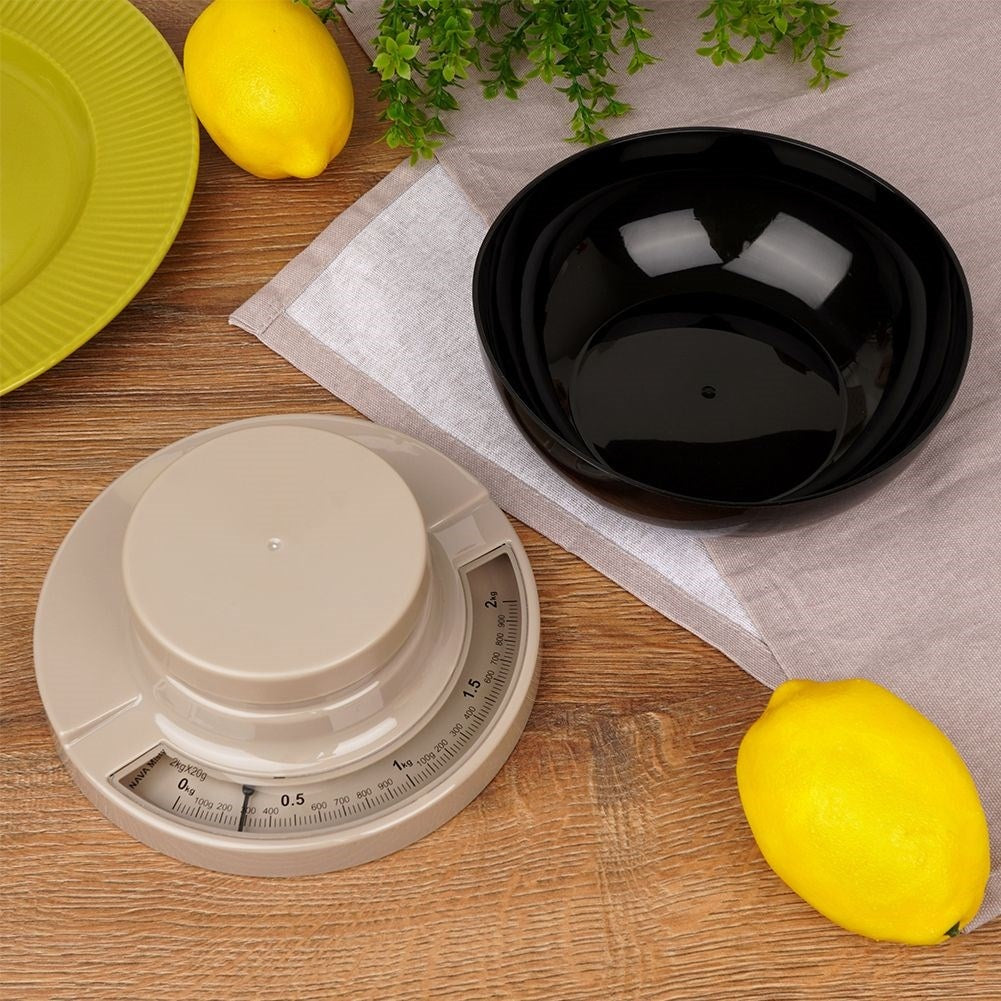 Mechanical kitchen scale with removable bowl, 2 kg capacity