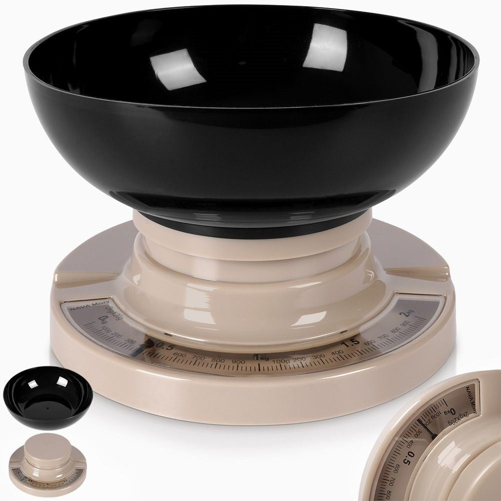 Mechanical kitchen scale with removable bowl, 2 kg capacity