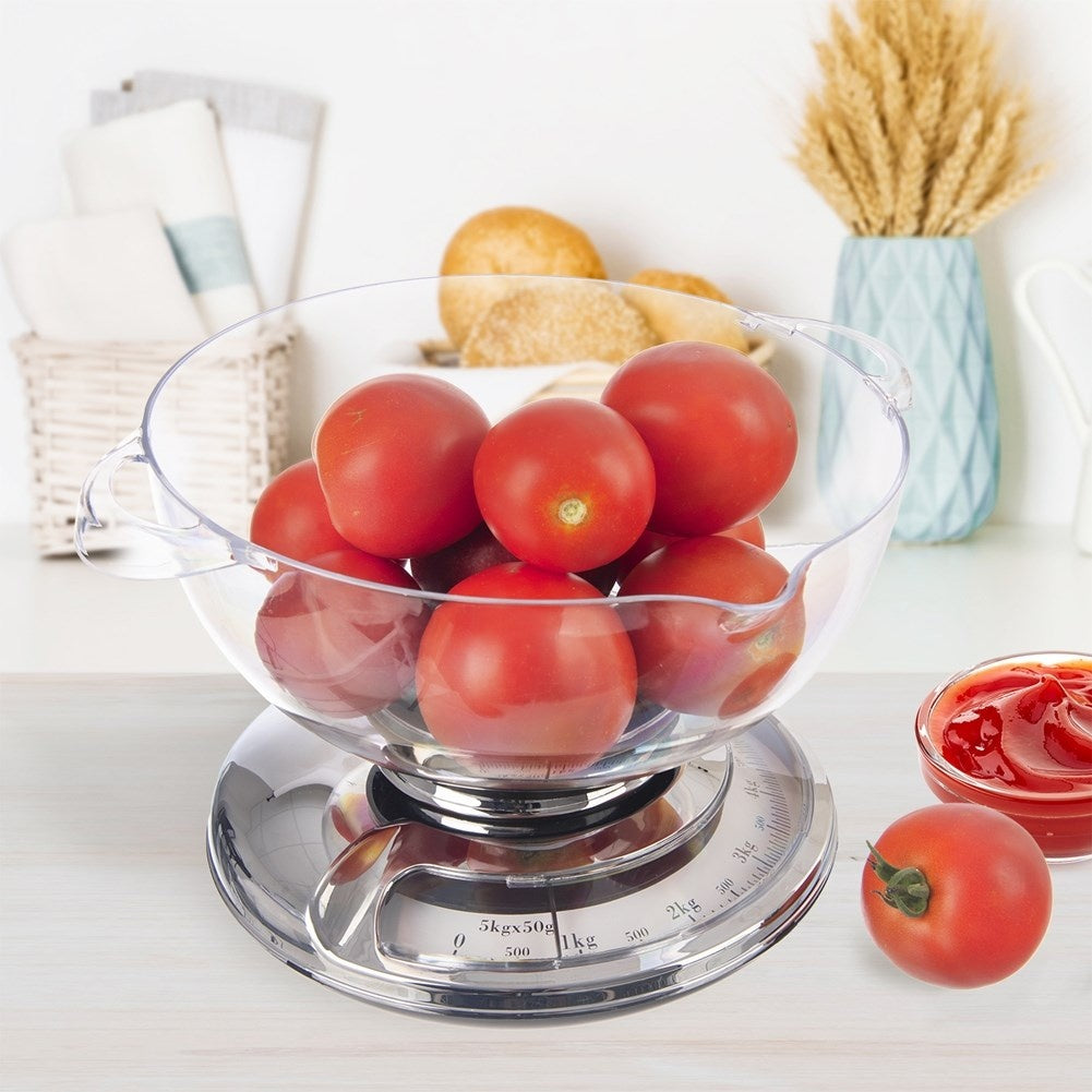 Mechanical kitchen scale with removable bowl, 5 kg capacity