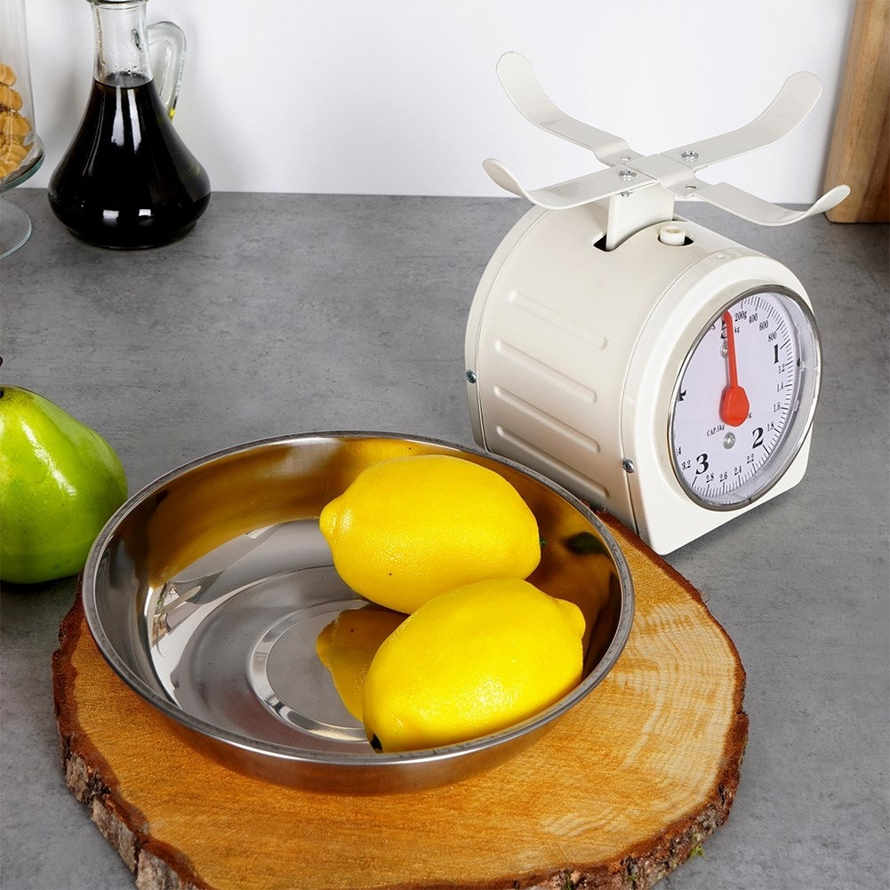 Mechanical kitchen scale with removable bowl, retro design, 5 kg
