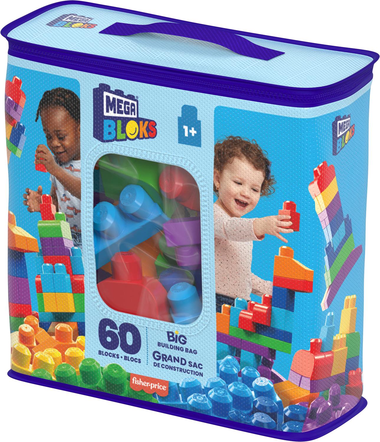 Mega Bloks Big Building Bag Blue 60 Pcs